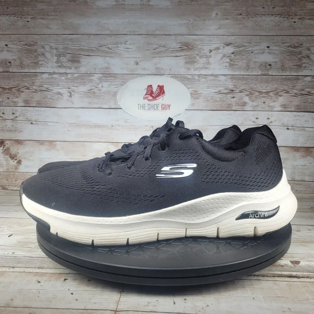 Skechers Arch Fit Sneakers Women's Size 10 Black Mesh Lace Up Walking Running